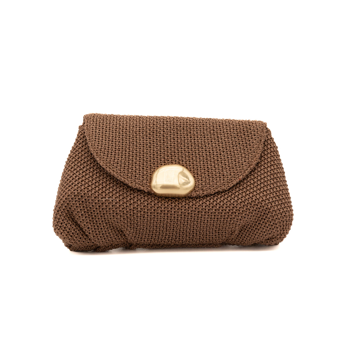 Cartera de fiesta rafia chocolate con cierre magnético