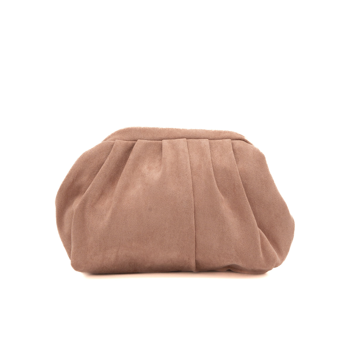 Bolso de mano de antelina rosa palo oscuro fruncido tipo pouch