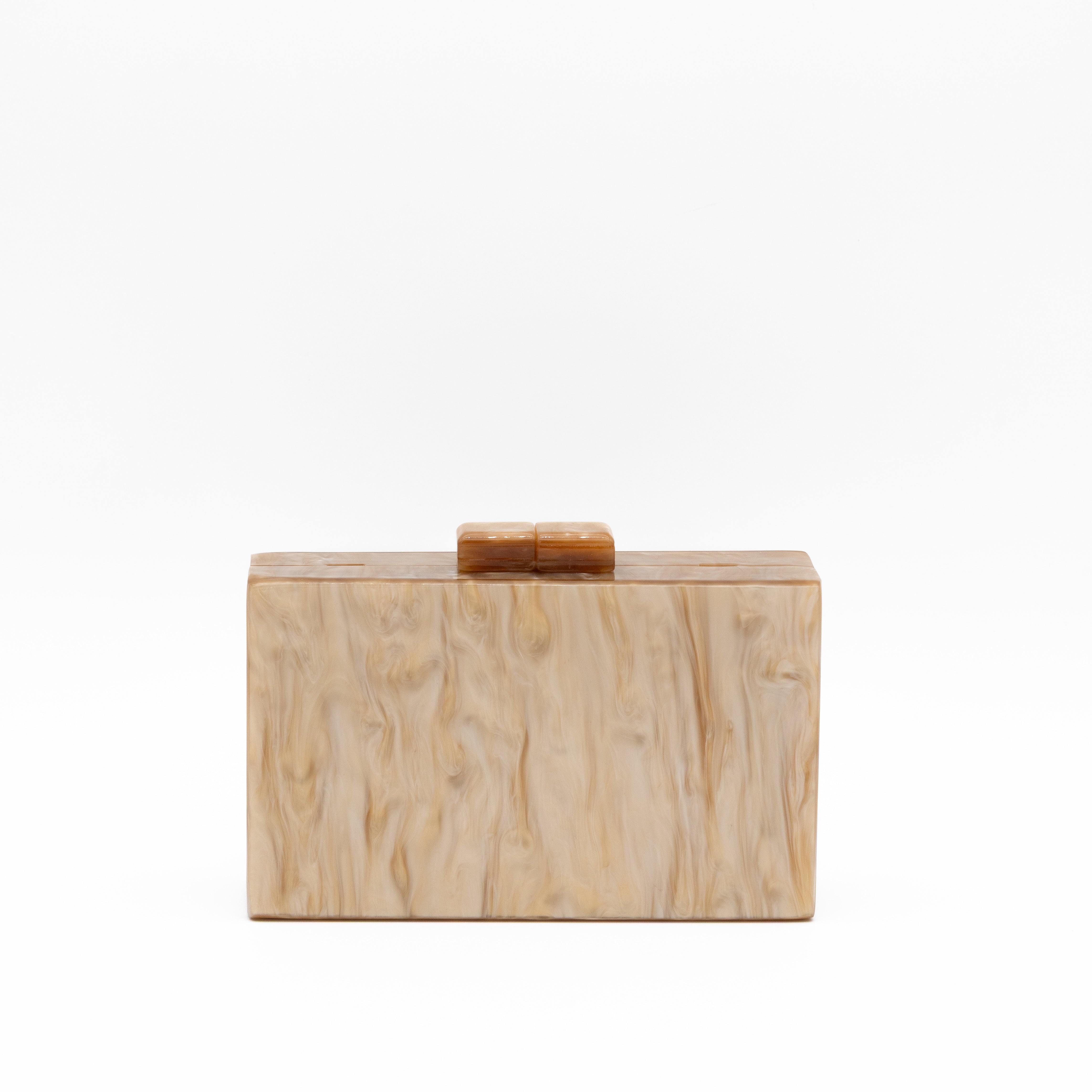Bolso de fiesta con acabado efecto nácar oro y diseño rectangular elegante
