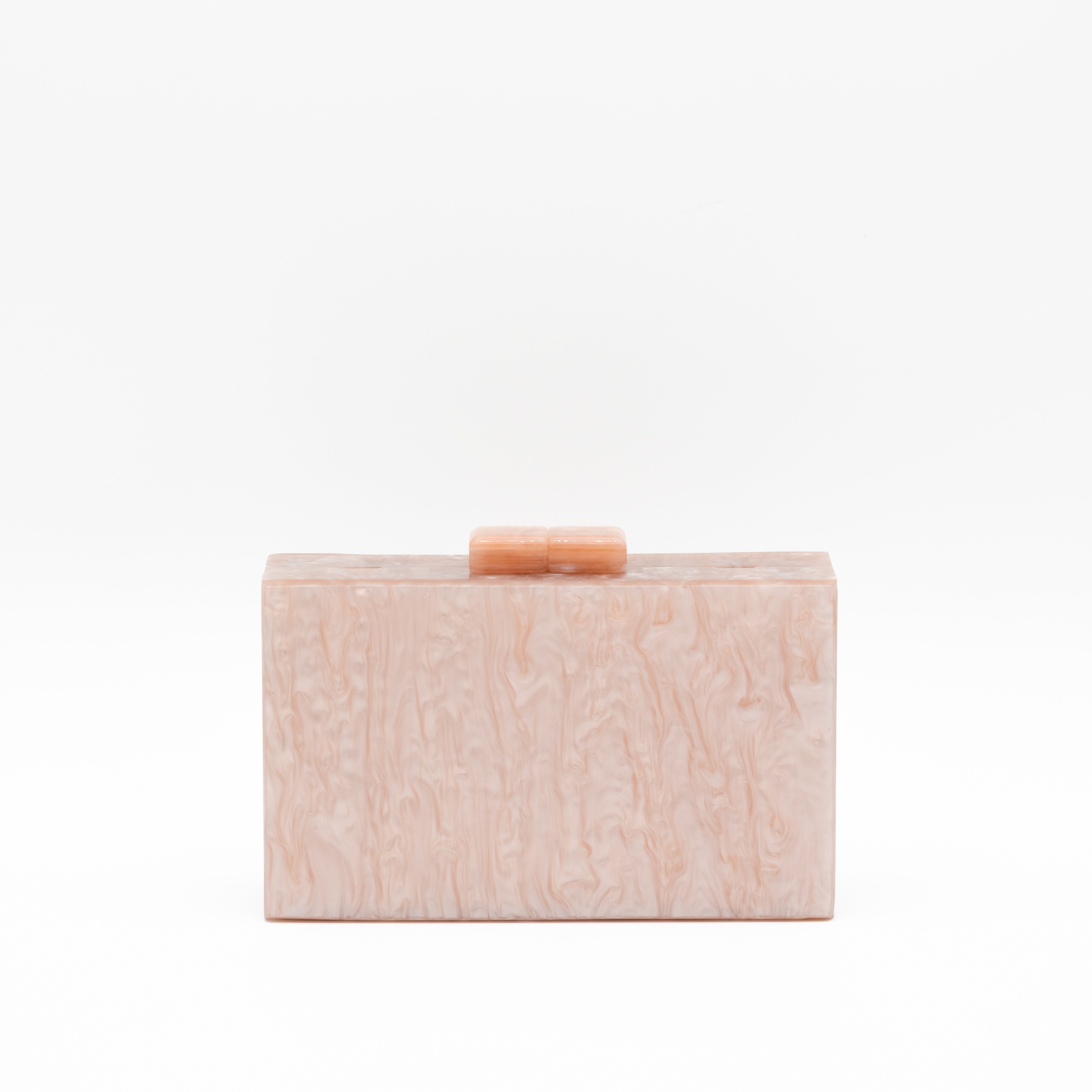 Bolso de fiesta con acabado efecto nácar rosa palo y diseño rectangular elegante
