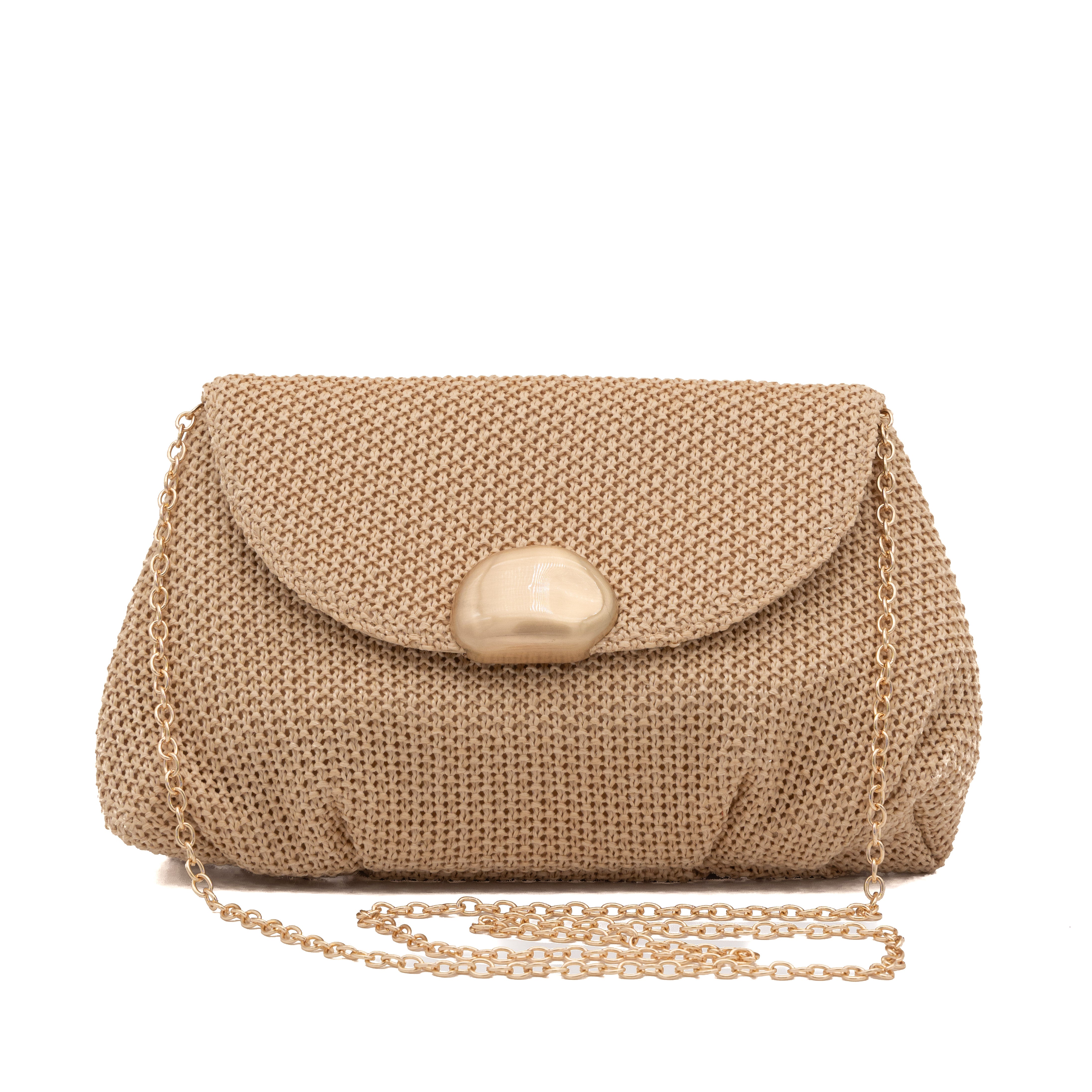 Cartera de fiesta rafia natural con cierre magnético