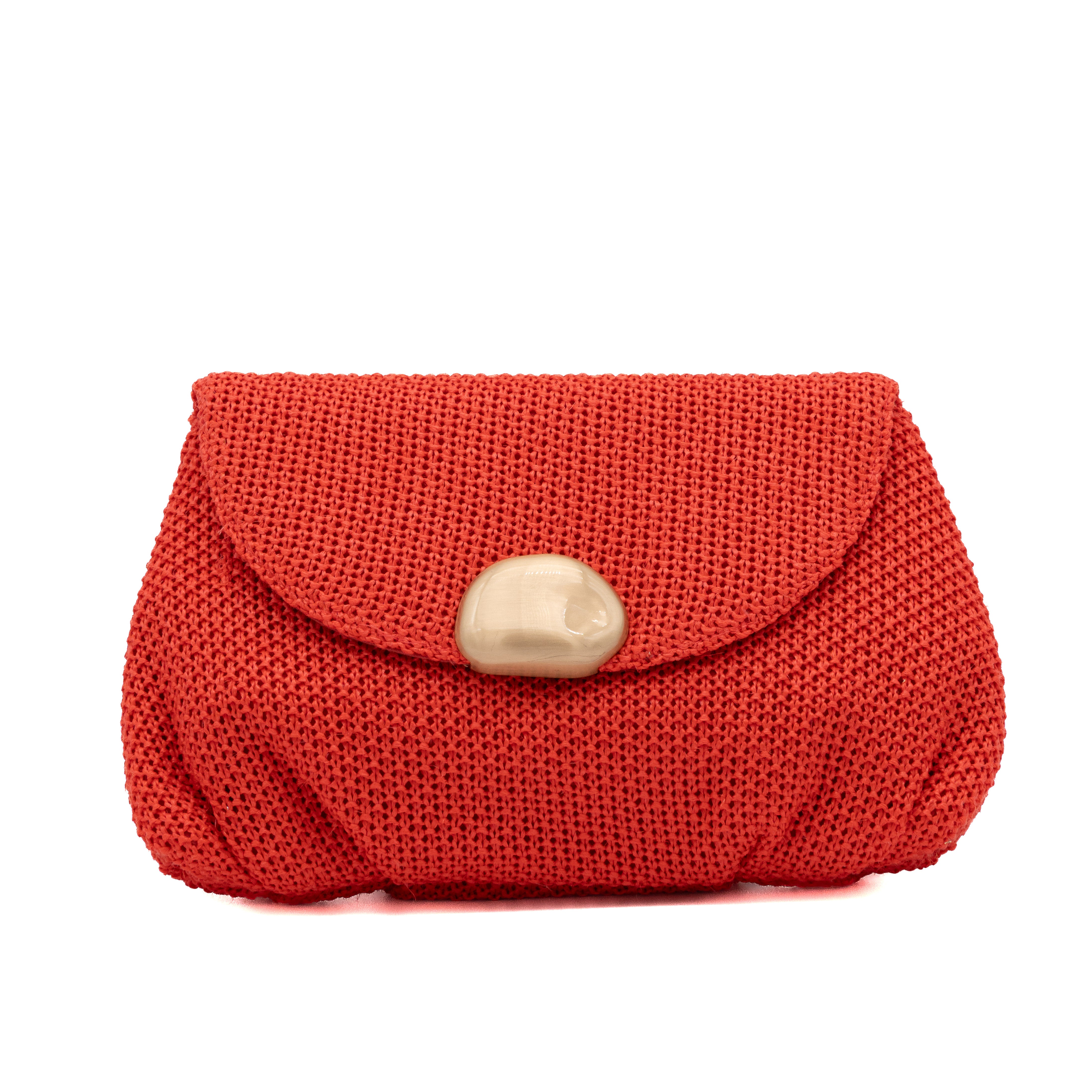 Cartera de fiesta rafia rojo con cierre magnético