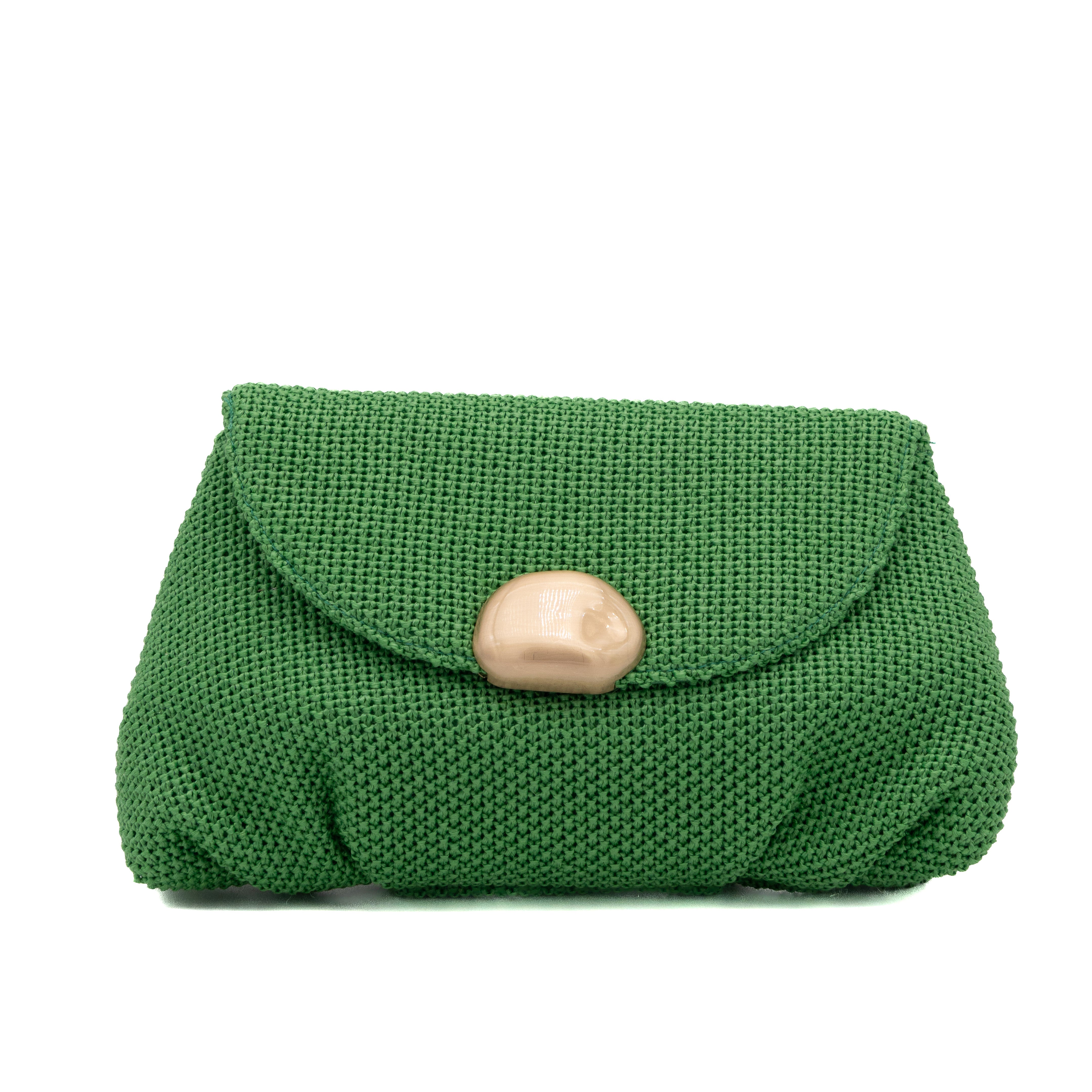 Cartera de fiesta rafia verde con cierre magnético