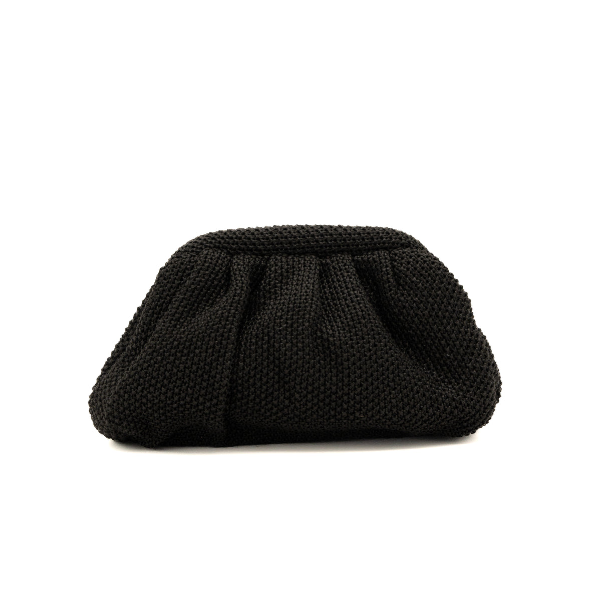 Bolso de mano fruncido de tejido trenzado negro