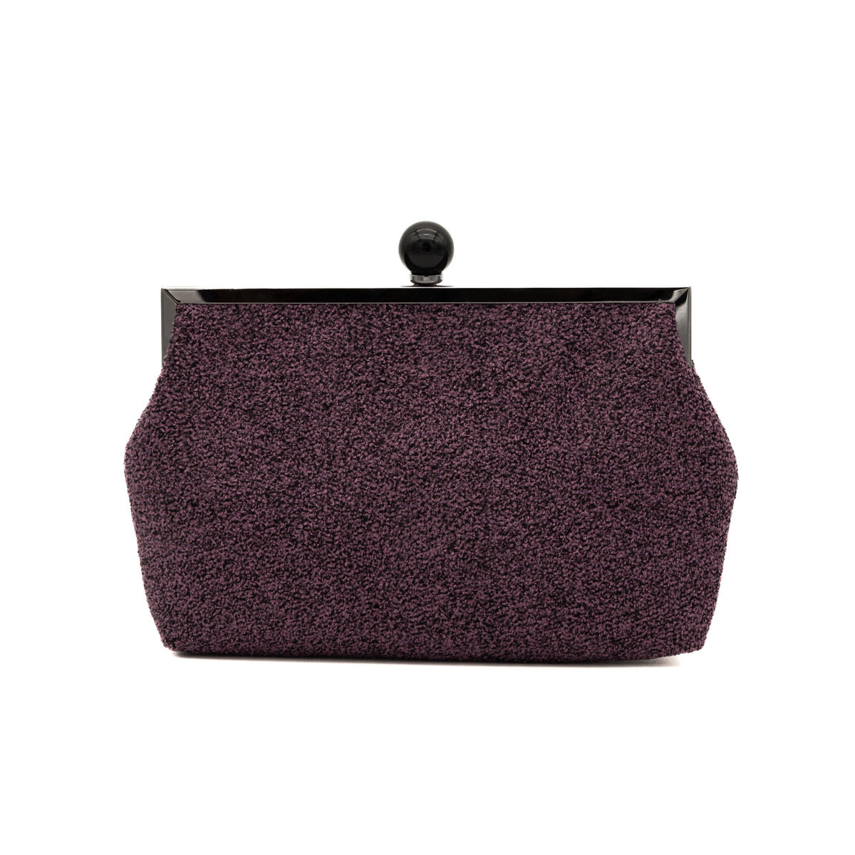 Bolso clutch de tejido bouclé rosa palo con cierre de boquilla