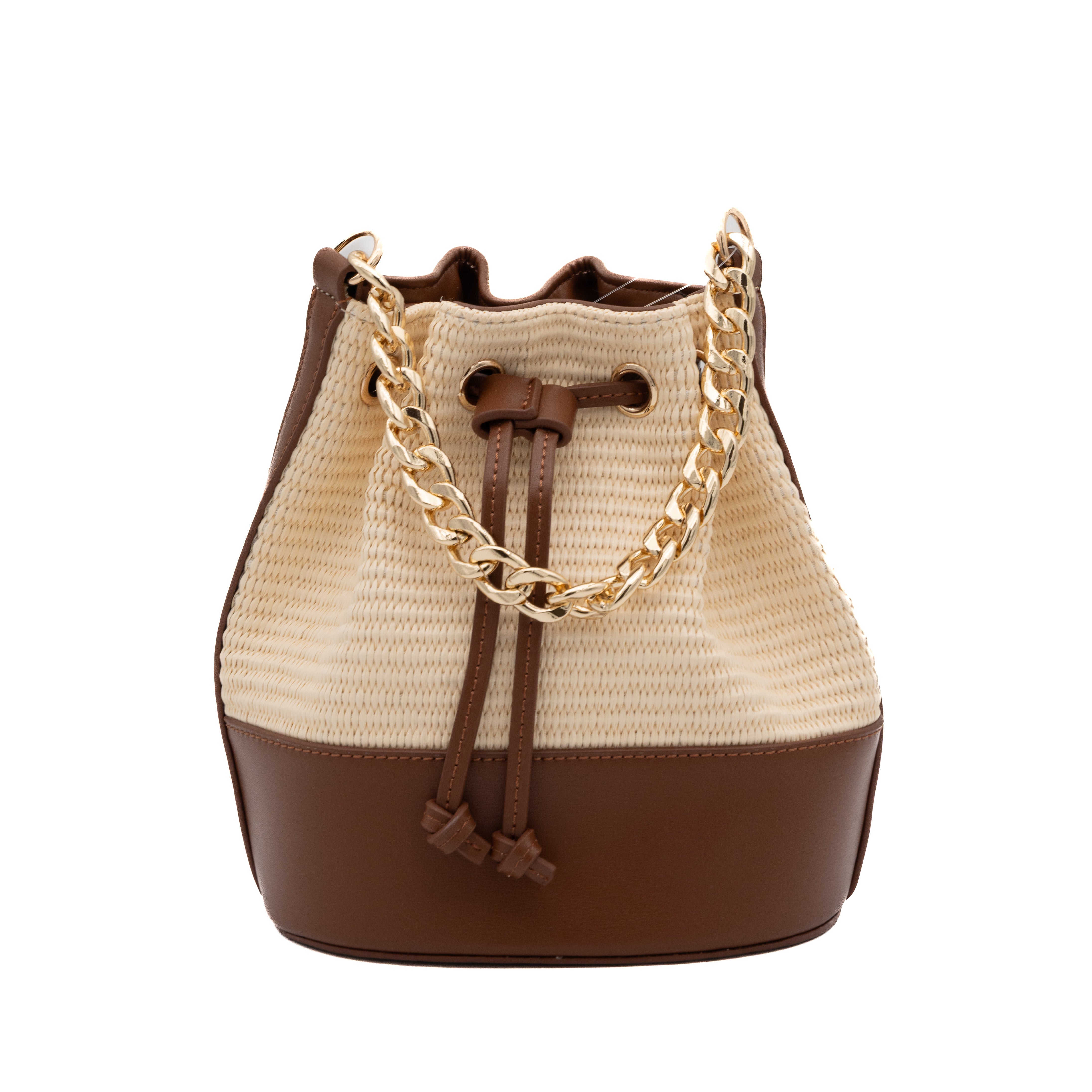 Bolso de fiesta bombonera de rafia con base polipiel metalizada camel