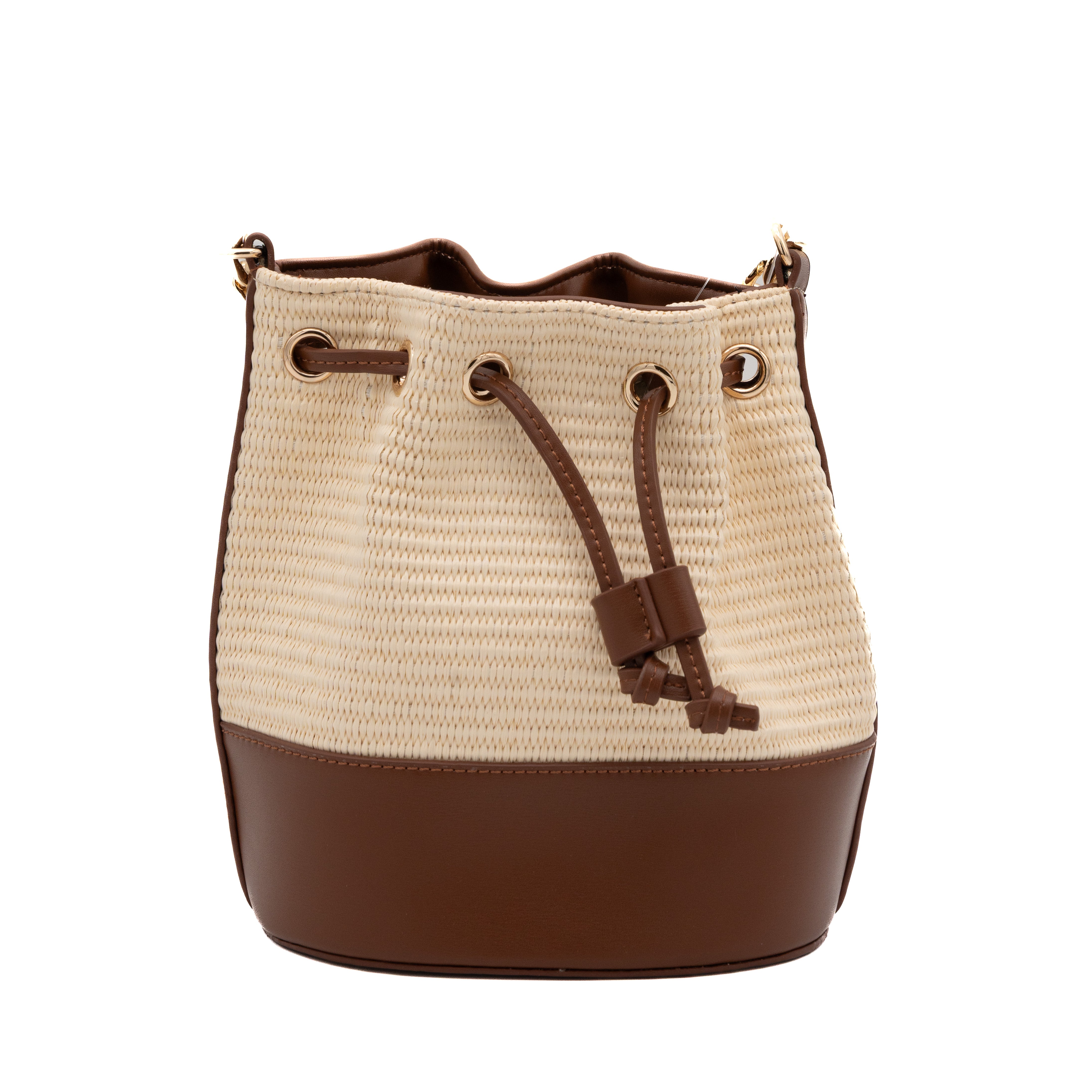 Bolso de fiesta bombonera de rafia con base polipiel metalizada camel