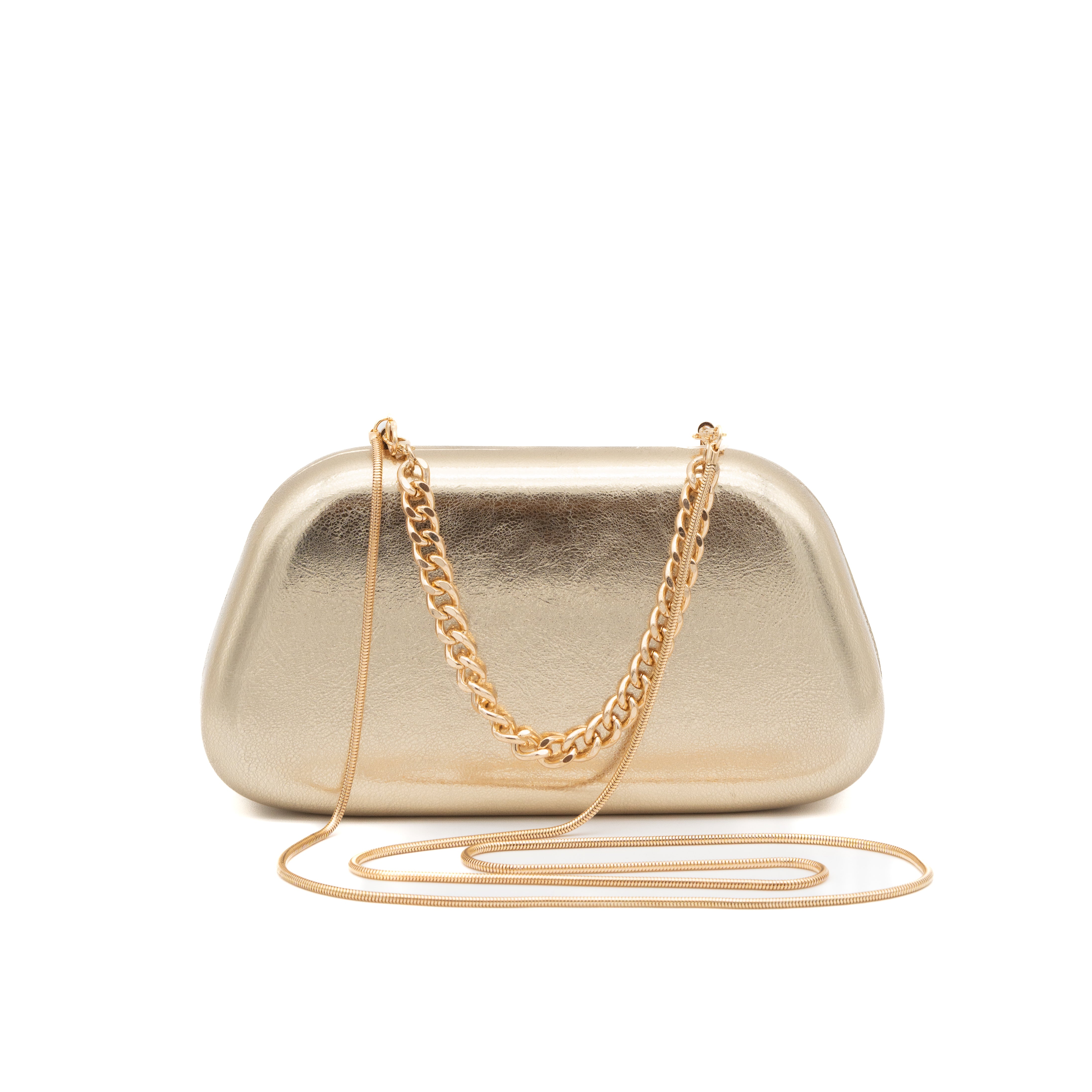 Bolso clutch rígido metalizado oro