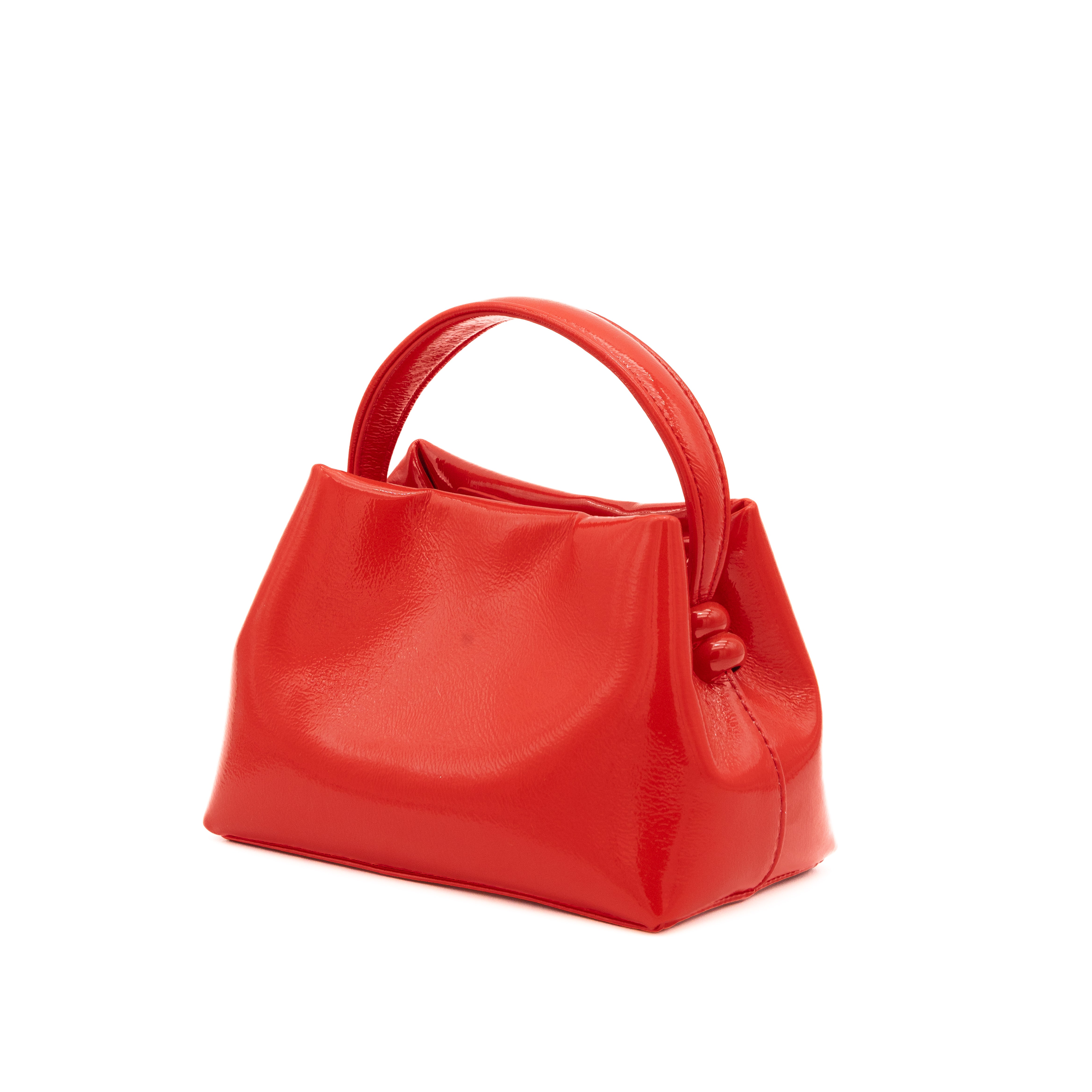 Bolso de fiesta con efecto charol rojo, diseño estructurado y correa combinada metálica y sintética