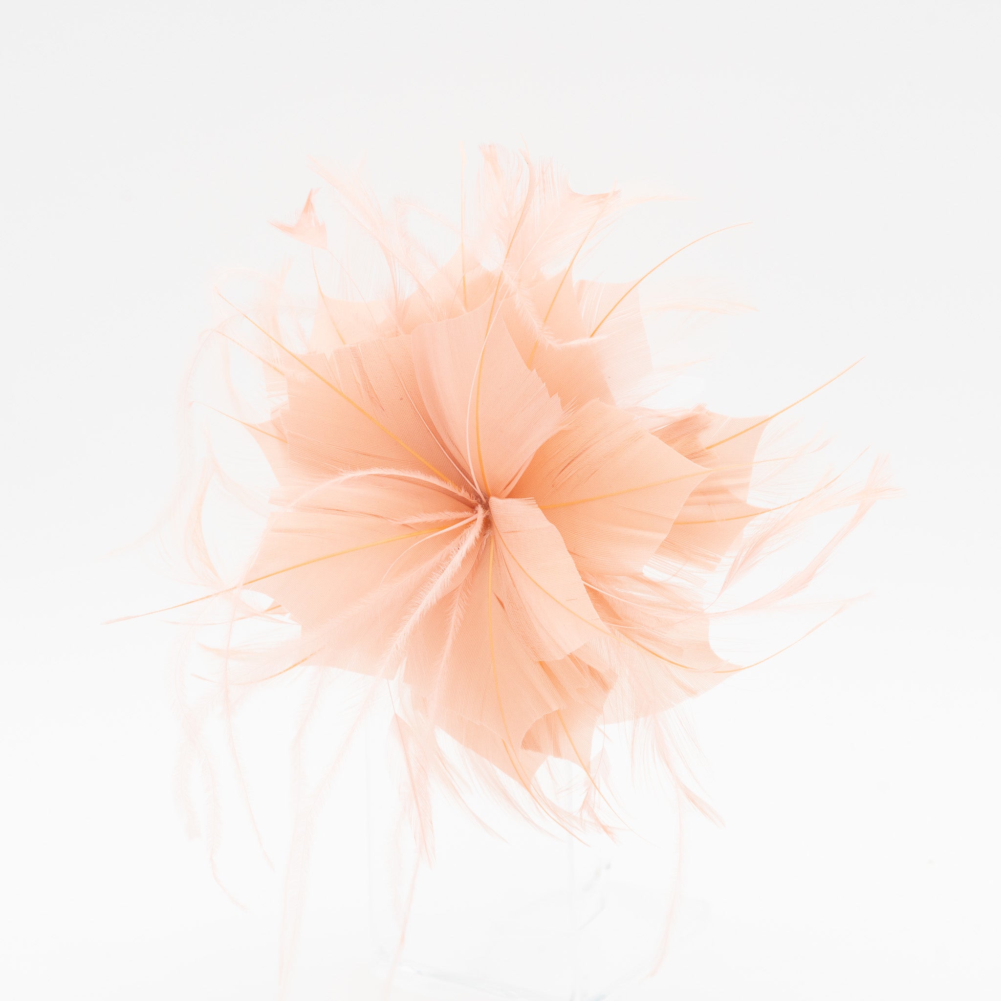 Tocado de fiesta rosa pequeño con plumas ligeras, sujeción con pinza y broche, ideal para bodas y eventos